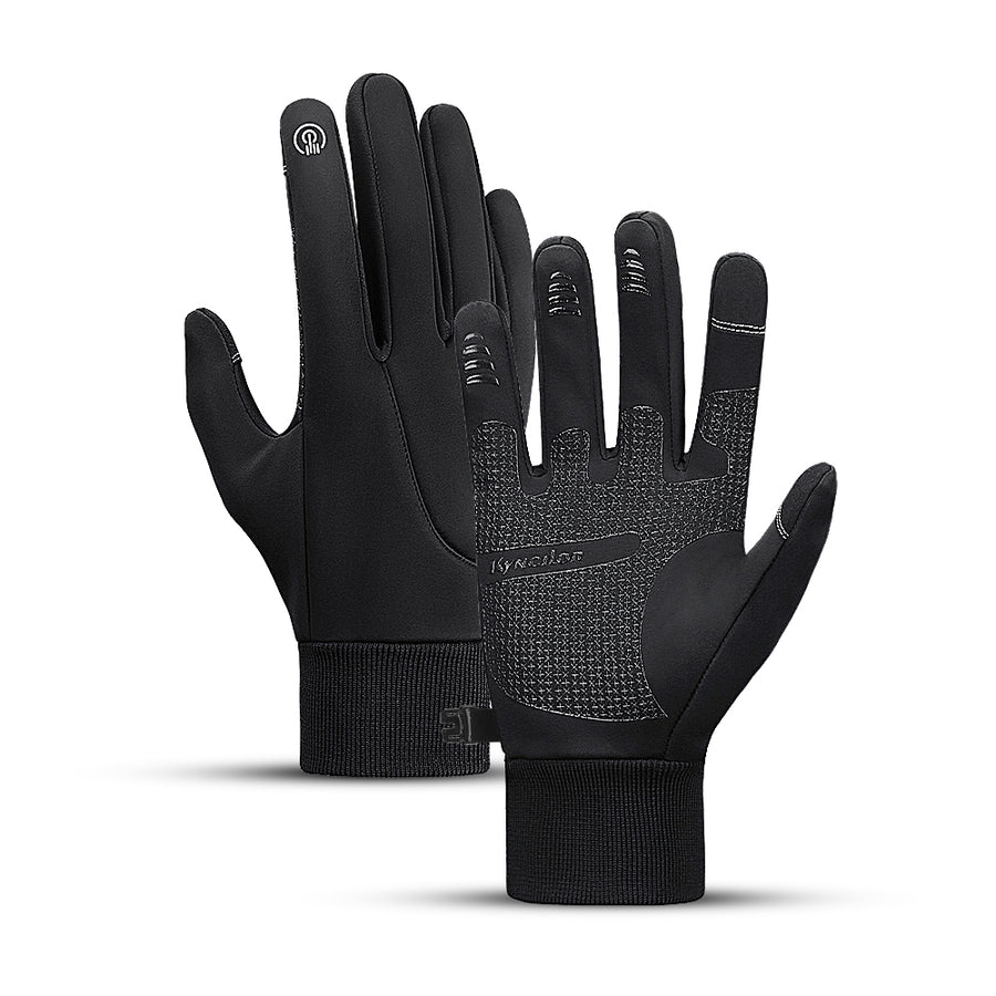 Gants tactiles noirs pour écran tactile, design ergonomique, antidérapants, résistants à l'eau, idéaux pour le sport et l'hiver.