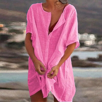 Ruby - Vestido casual de algodón y lino