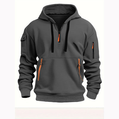 Sudadera con capucha y media cremallera para hombre