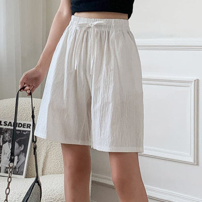 Shorts hasta la rodilla para mujer - Corte holgado - Cintura elástica - Fibras naturales transpirables