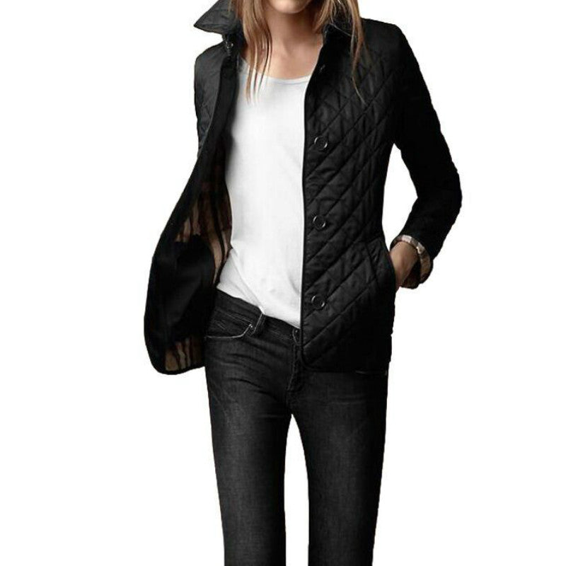Veste à carreaux élégante pour femmes avec col à revers