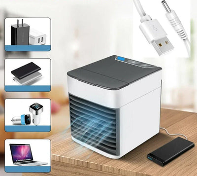 Mini aire acondicionado portátil: enfría, humedece y purifica. Enfriador de aire USB 3 en 1.