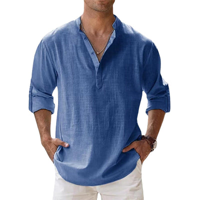Camisa de lino para hombre: transpirable y elegante para primavera y verano.