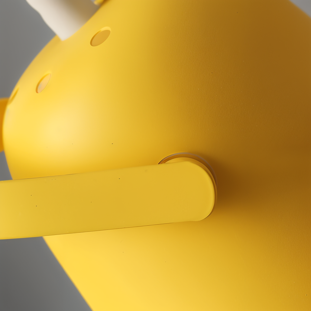 Lampe jaune moderne avec bras articulé, design minimaliste, éclairage intérieur, décoration contemporaine, gros plan sur la structure en métal.