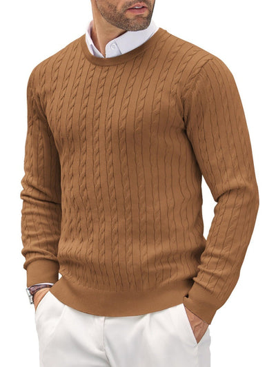 Suéter de cuello redondo entallado para hombre en punto fino