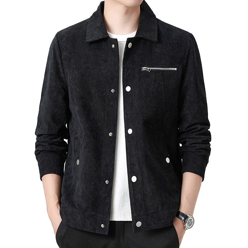 Chaqueta de transición para hombre de alta calidad en terciopelo clásico.