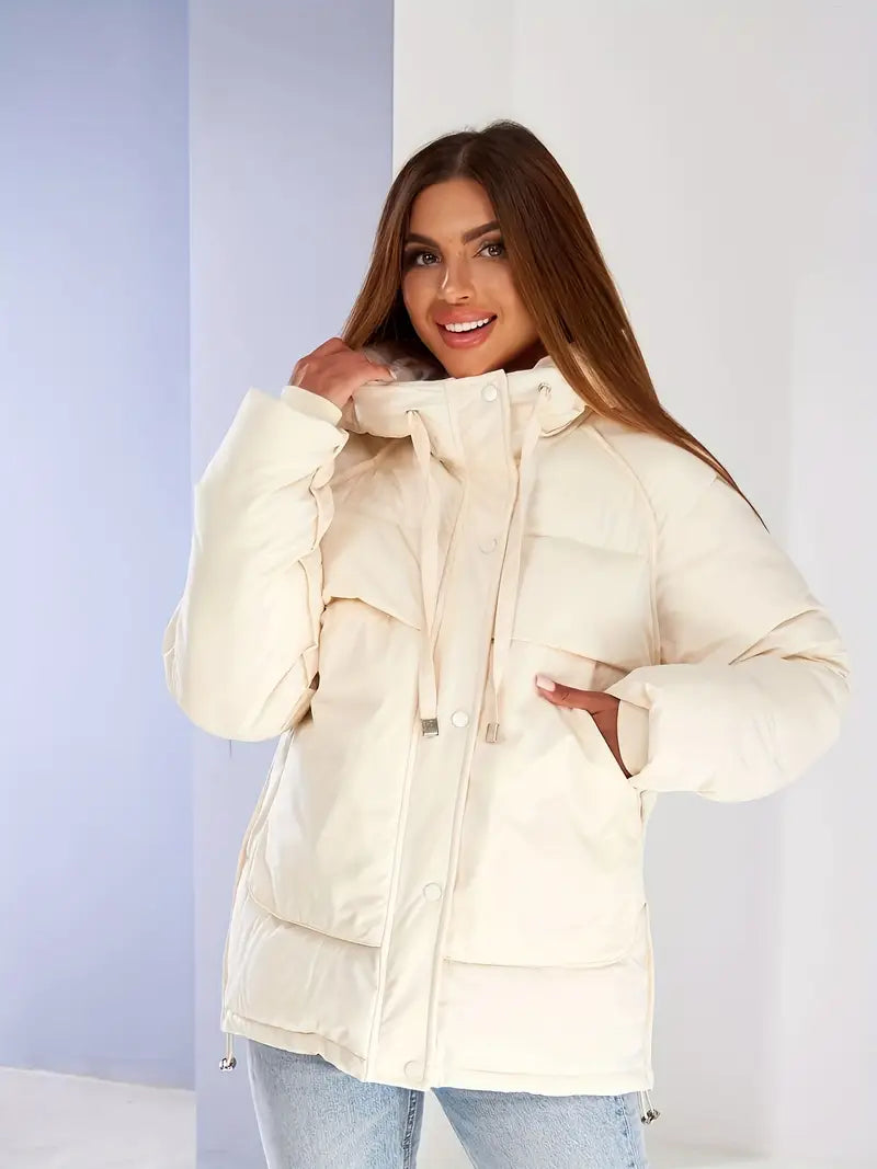 Manteau à capuche zippé, manteau bouffant, manteau isolé décontracté à manches longues