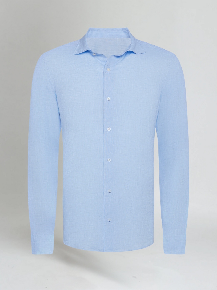 Camisa de lino azul claro