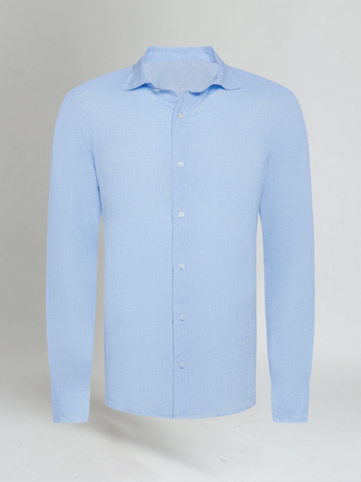 Camisa de lino azul claro