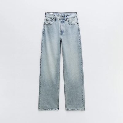 Jeans coupe droite avec look distressed - denim vintage avec détails modernes