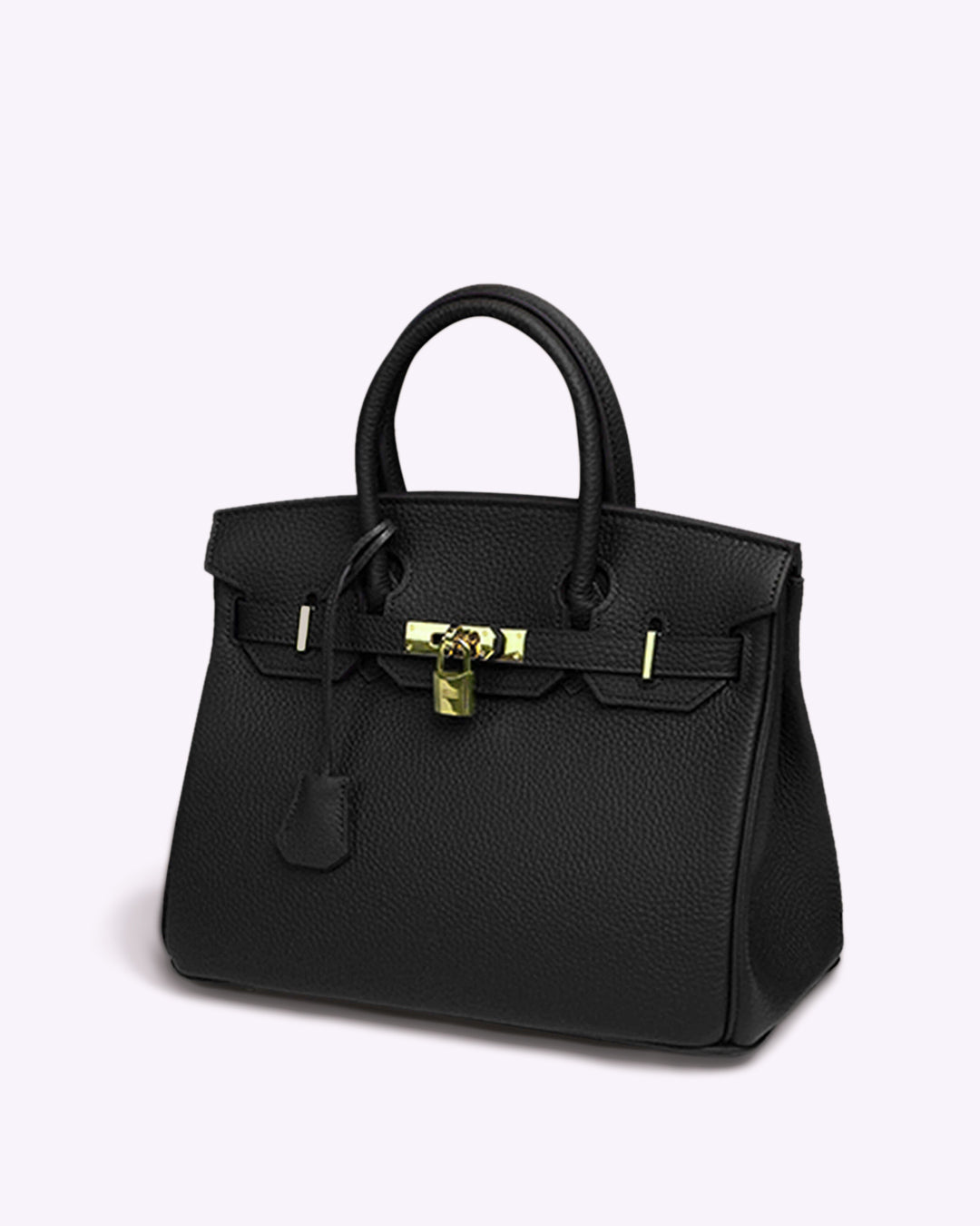 Sac à main noir élégant en cuir texturé avec fermoir doré, design classique, idéal pour la mode féminine, accessoire de luxe intemporel.
