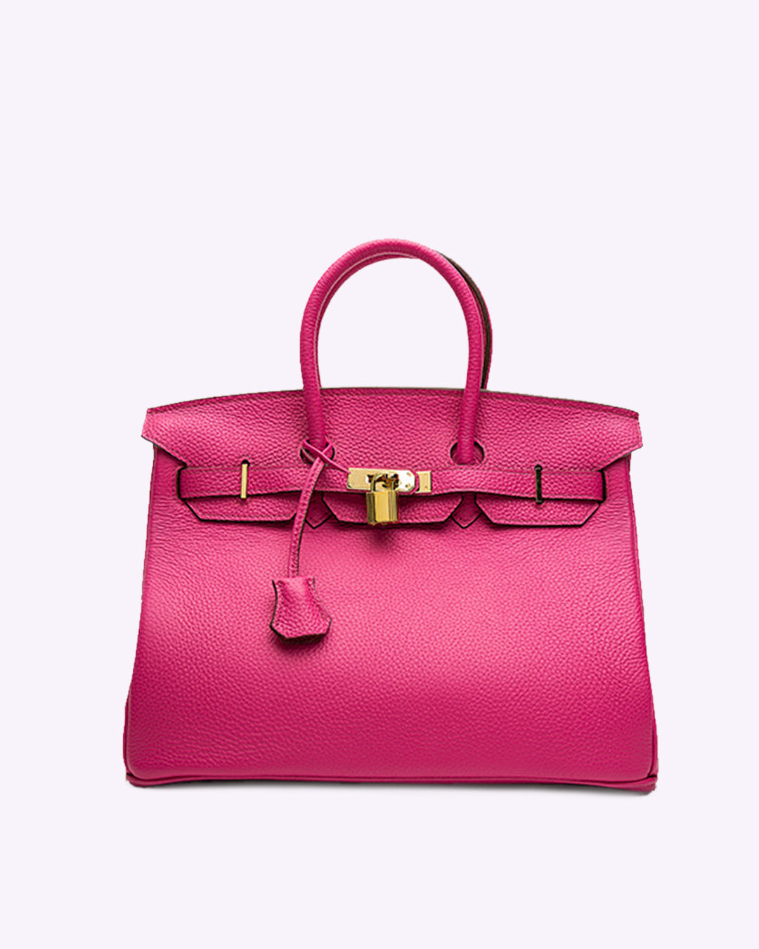 Sac à main Birkin rose vif en cuir, avec fermoir doré et poignée élégante. Accessoire de luxe iconique, tendance et sophistiqué.
