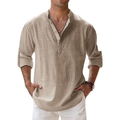 Camisa de lino para hombre: transpirable y elegante para primavera y verano.