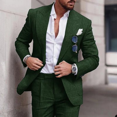 Novio moderno: traje de boda de lino