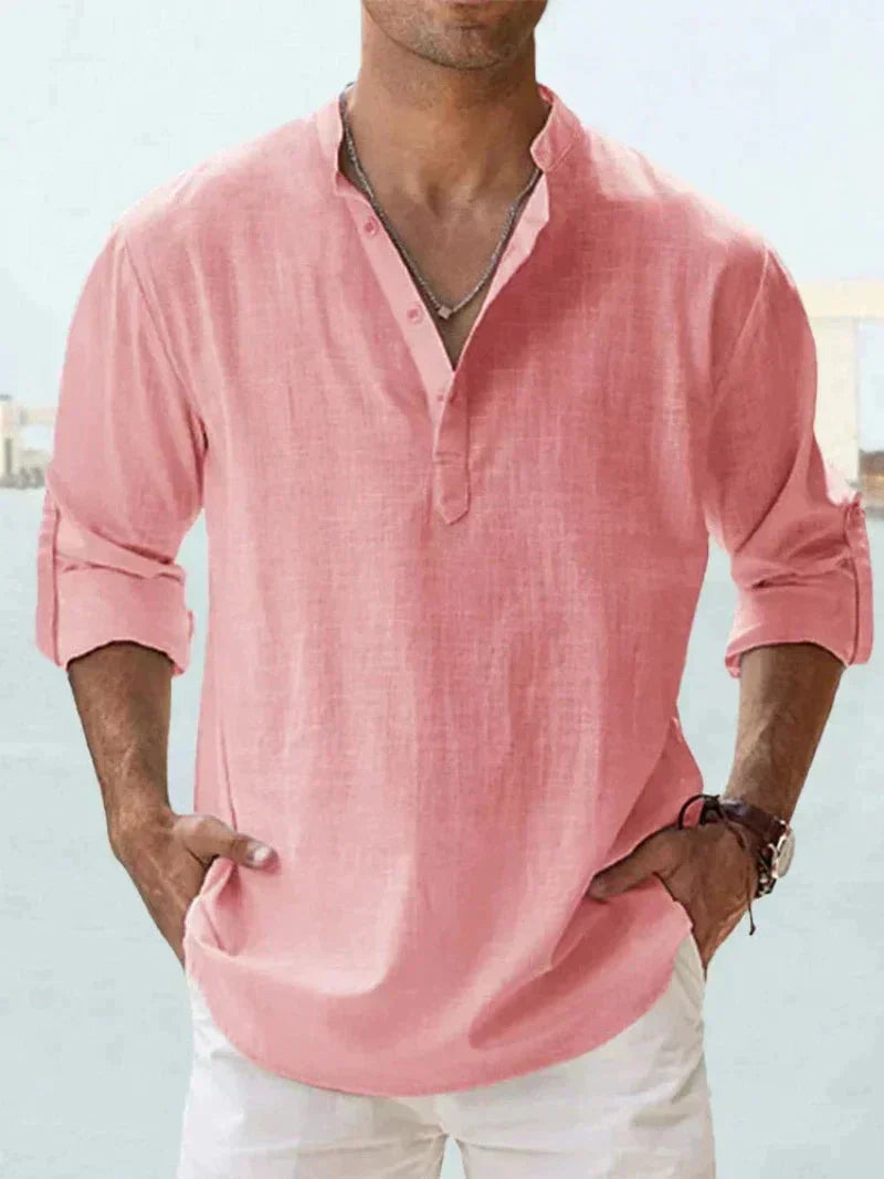 LinoVita - Camisa de lino de verano para hombre 