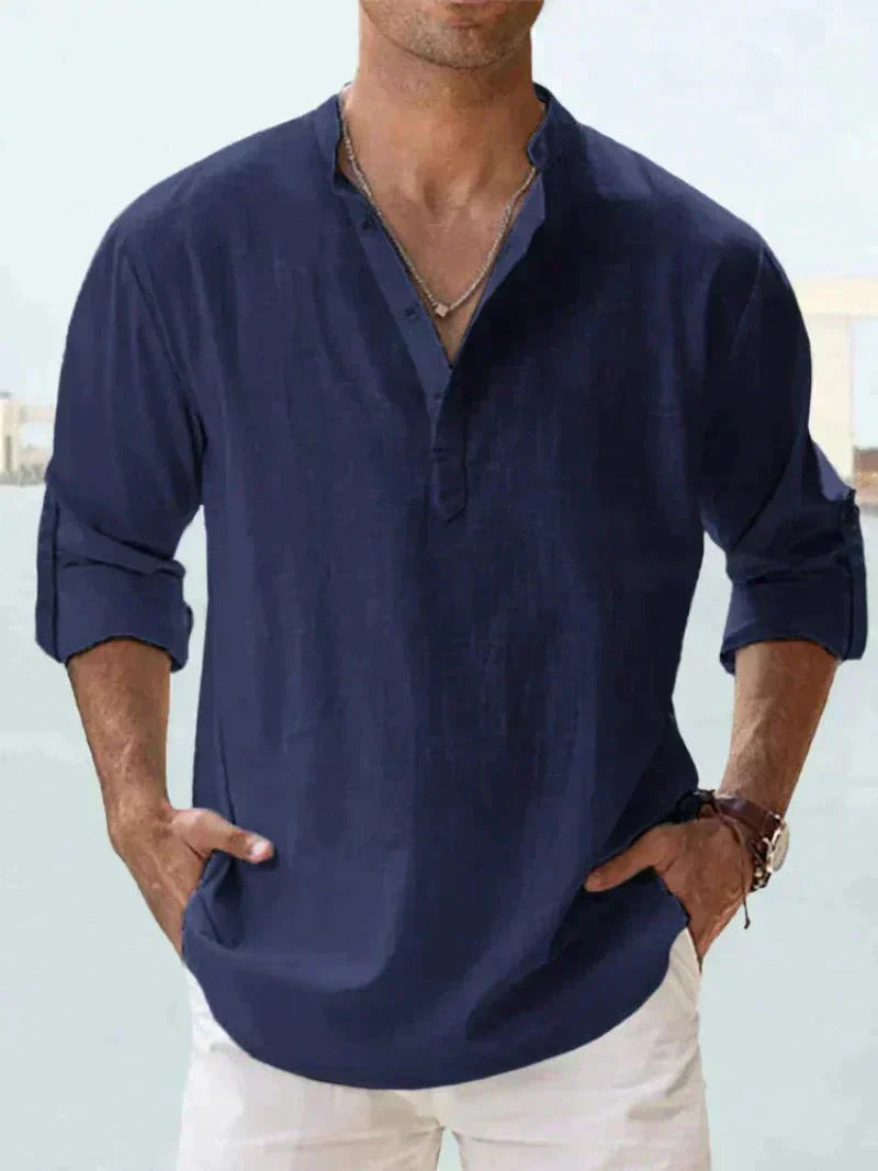 LinoVita - Camisa de lino de verano para hombre 