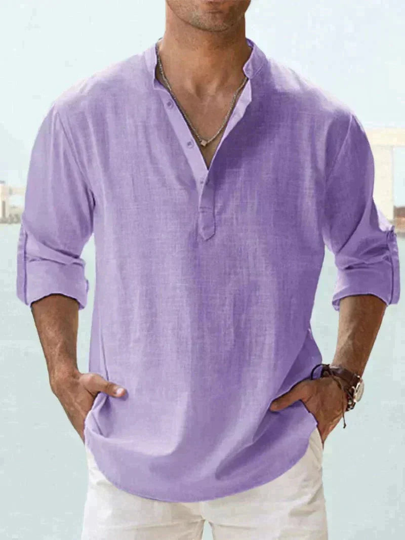 LinoVita - Camisa de lino de verano para hombre 