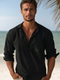 LinoVita - Camisa de lino de verano para hombre 