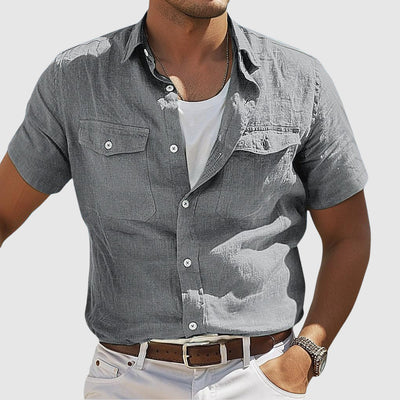 Lennard | Camisa de lino cómoda y elegante en tonos atardecer