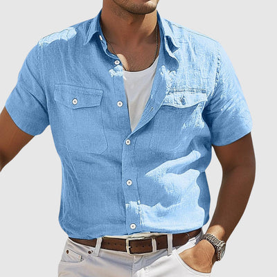 Lennard | Camisa de lino cómoda y elegante en tonos atardecer