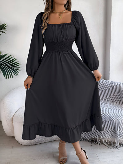Vestido de dama de honor con volantes y cintura alta para mujer | Perfecto para primavera/verano