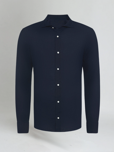 Camisa de lino azul marino