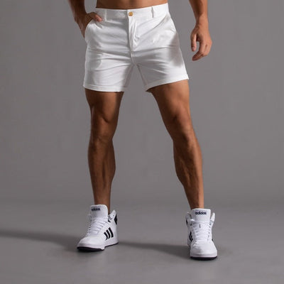 Pantalones cortos chinos de algodón para hombre, de longitud media, color caqui