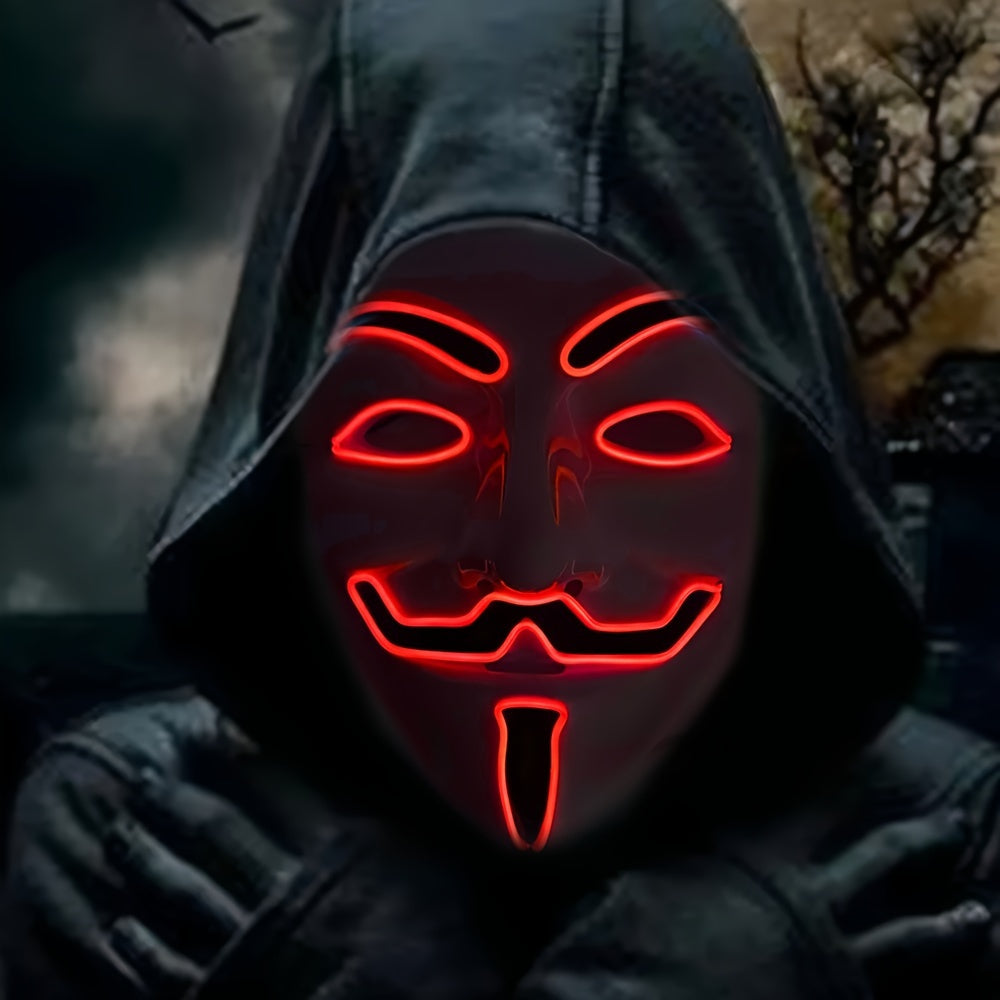 LED Cadılar Bayramı Maskesi - Kırmızı Parıltılı Anonim Tasarım