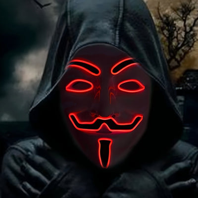 LED Cadılar Bayramı Maskesi - Kırmızı Parıltılı Anonim Tasarım