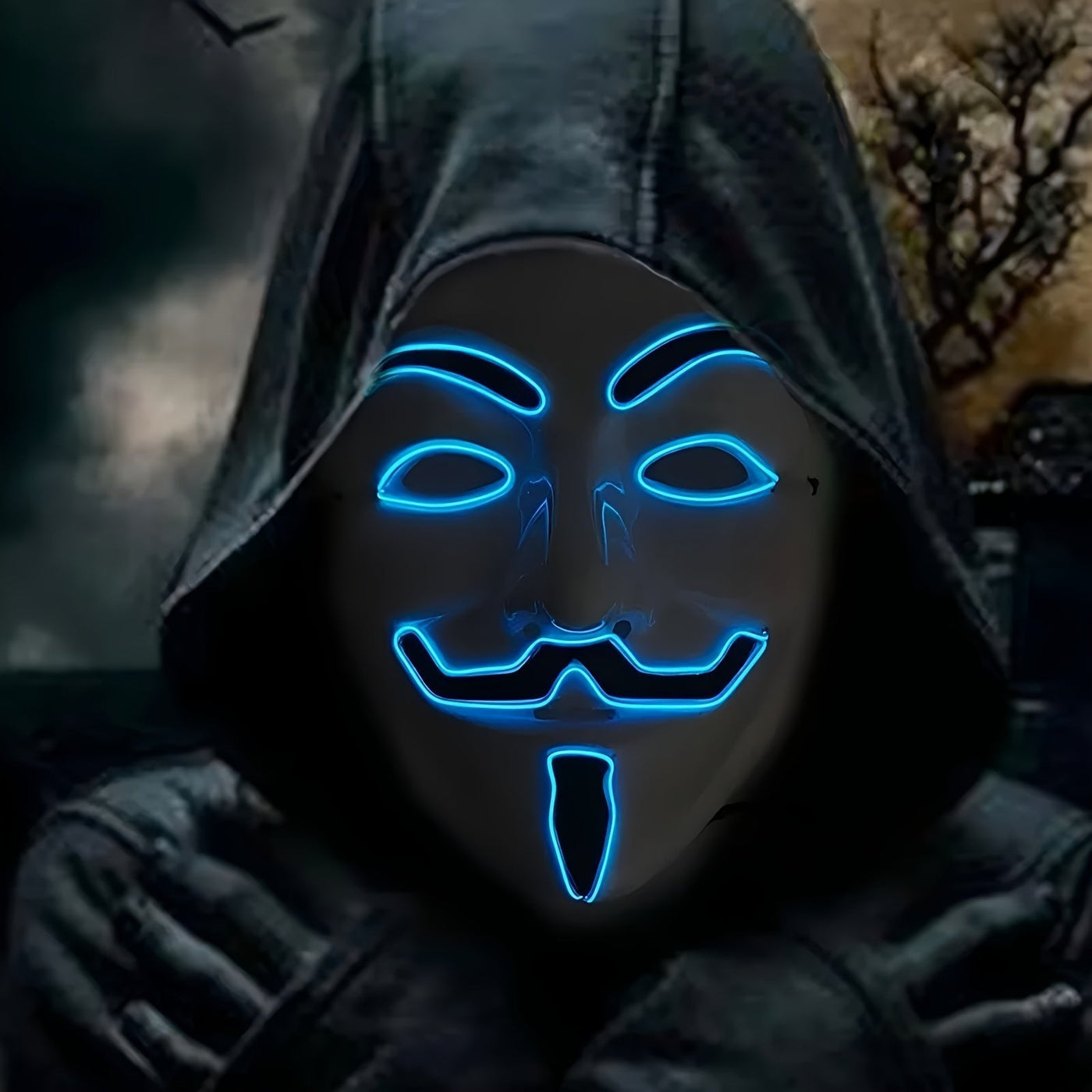 LED Cadılar Bayramı Maskesi - Kırmızı Parıltılı Anonim Tasarım