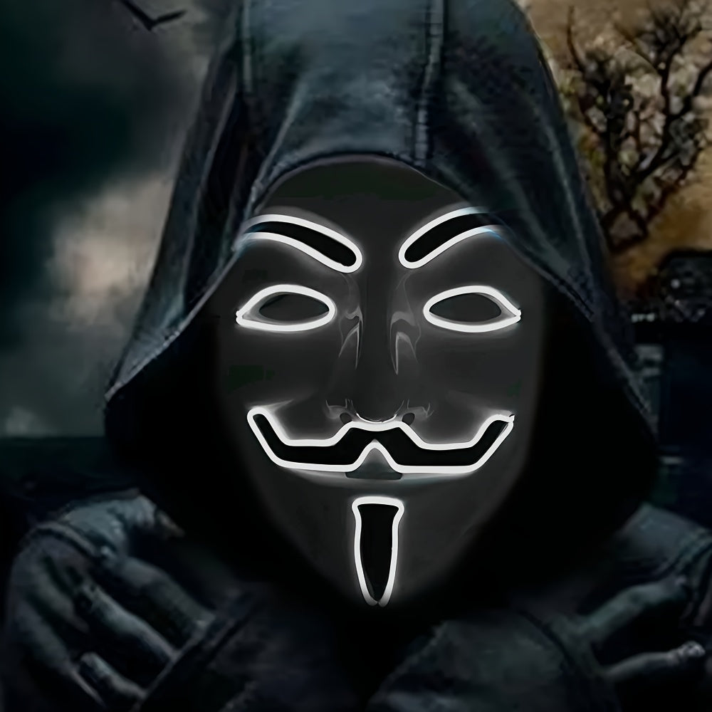 LED Cadılar Bayramı Maskesi - Kırmızı Parıltılı Anonim Tasarım