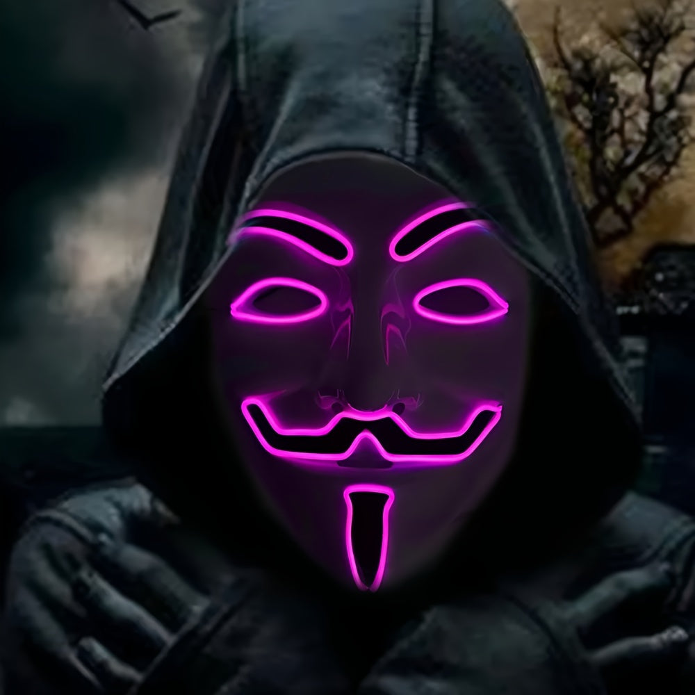 LED Cadılar Bayramı Maskesi - Kırmızı Parıltılı Anonim Tasarım