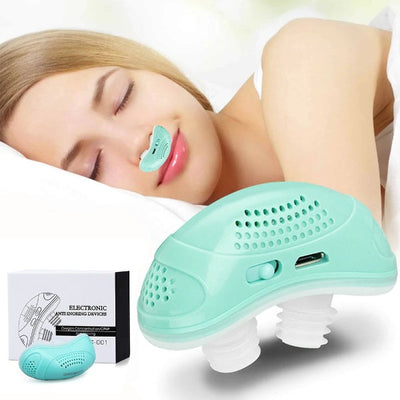 Mikro CPAP přístroj pro spánkovou apnoe - Přenosný protichrápací přístroj bez masky, světle zelený a tichý