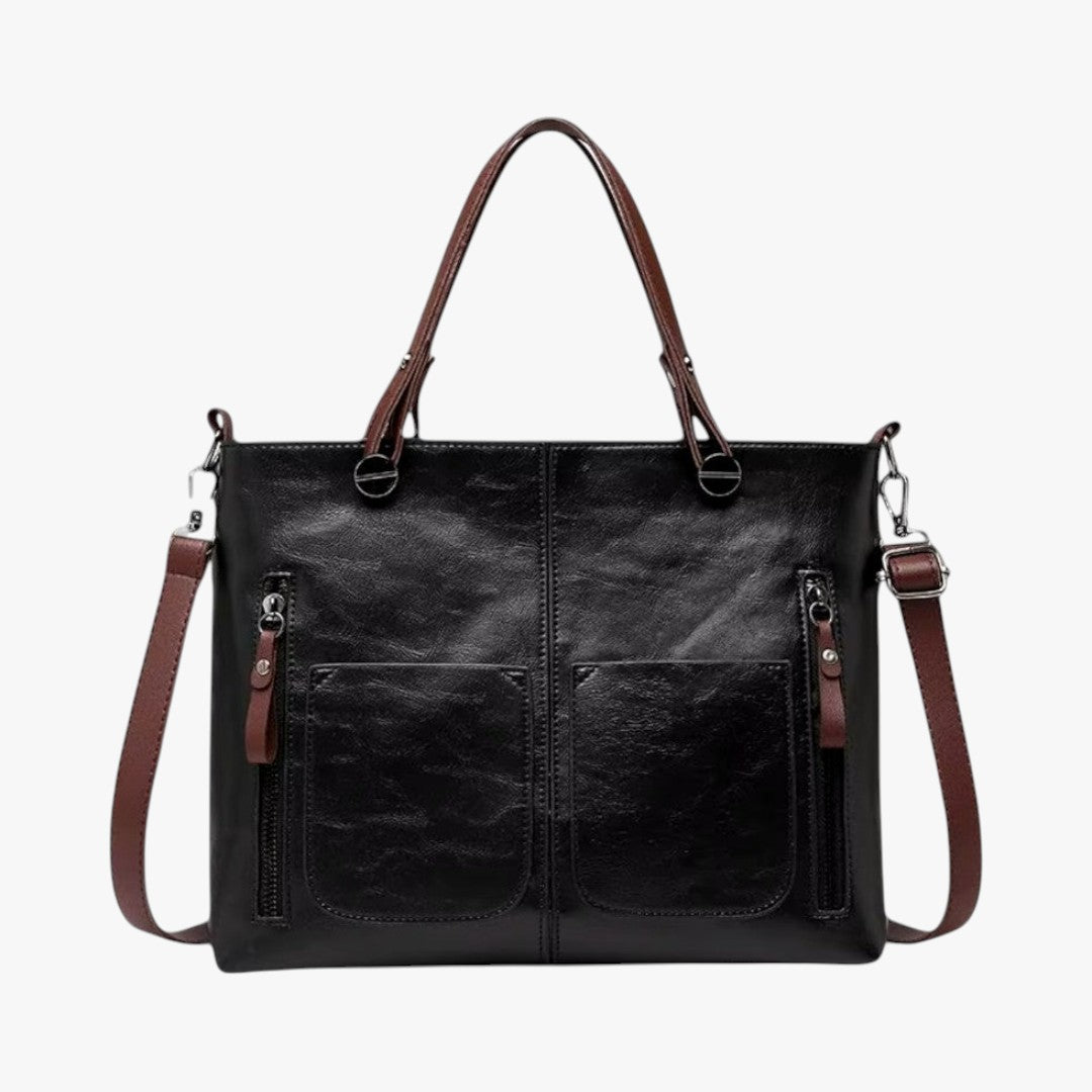 Vintage stil fler-lomme skinn håndveske for kvinner