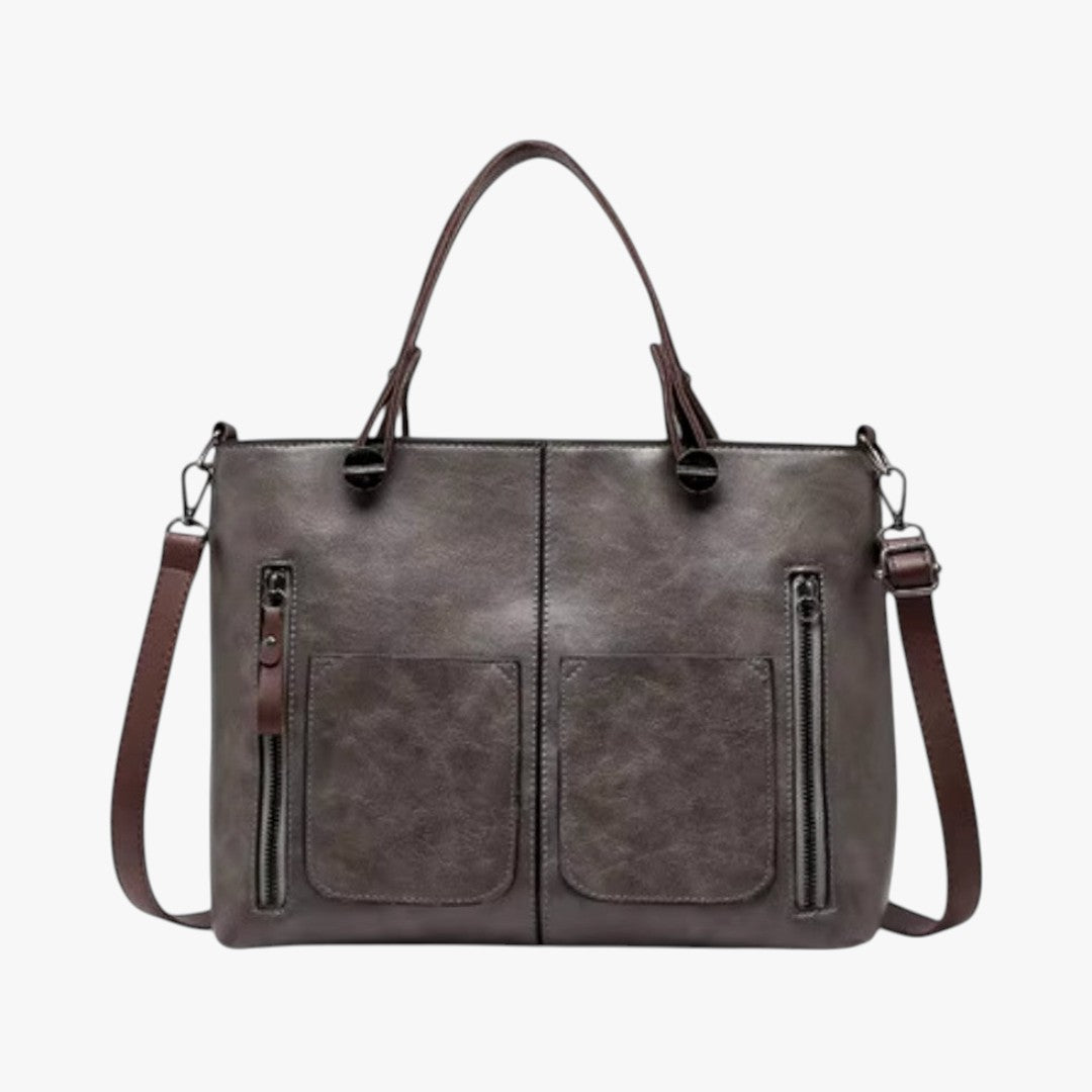 Vintage stil fler-lomme skinn håndveske for kvinner
