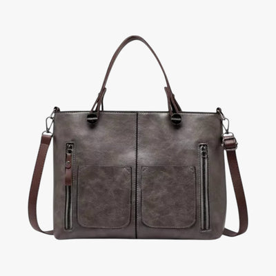 Vintage stil fler-lomme skinn håndveske for kvinner