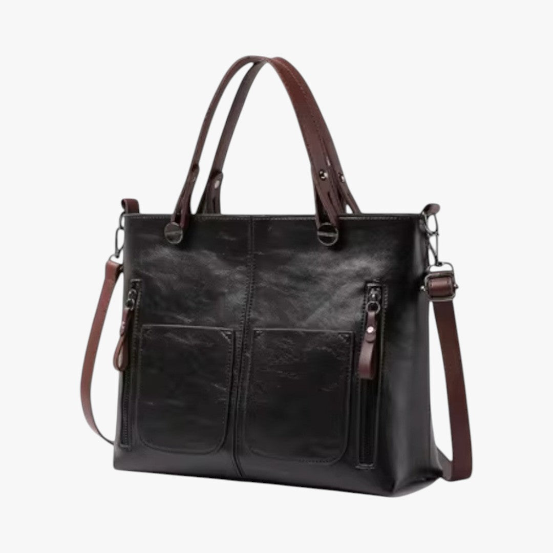 Vintage stil fler-lomme skinn håndveske for kvinner