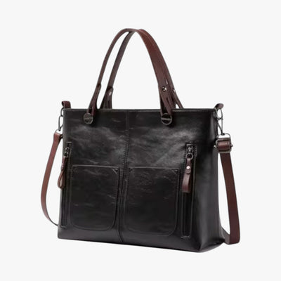 Vintage stil fler-lomme skinn håndveske for kvinner