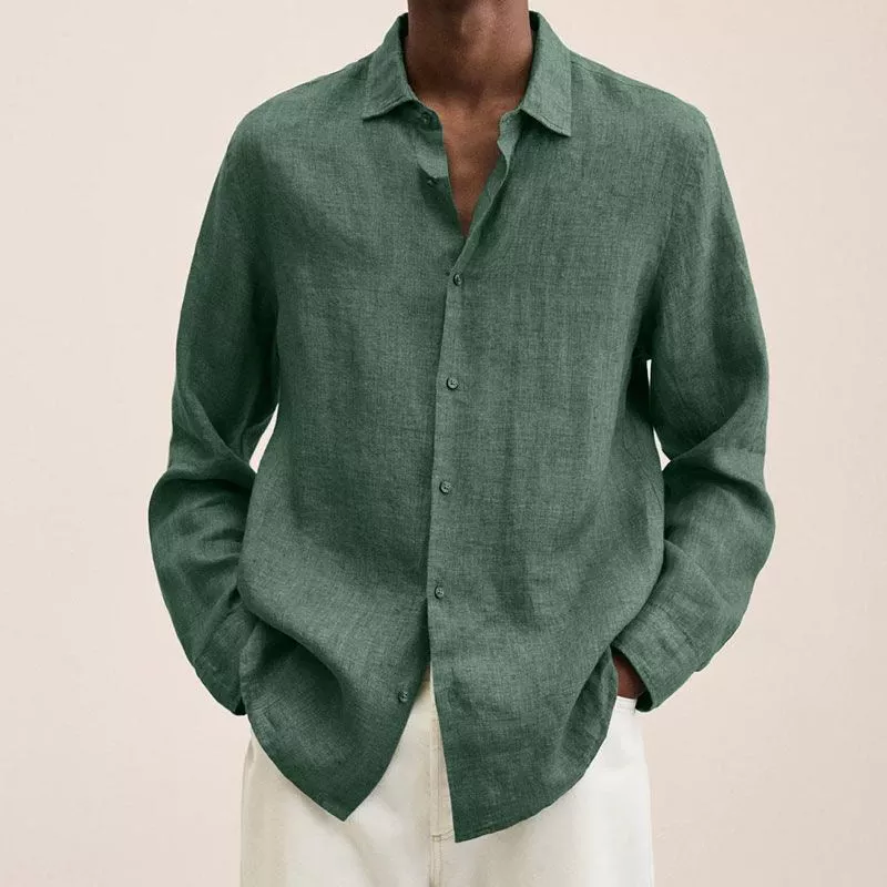 Noah | Camisa casual de lino con cuello vuelto