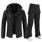 Conjunto de esquí impermeable y cortavientos para hombre con chaqueta y pantalón.