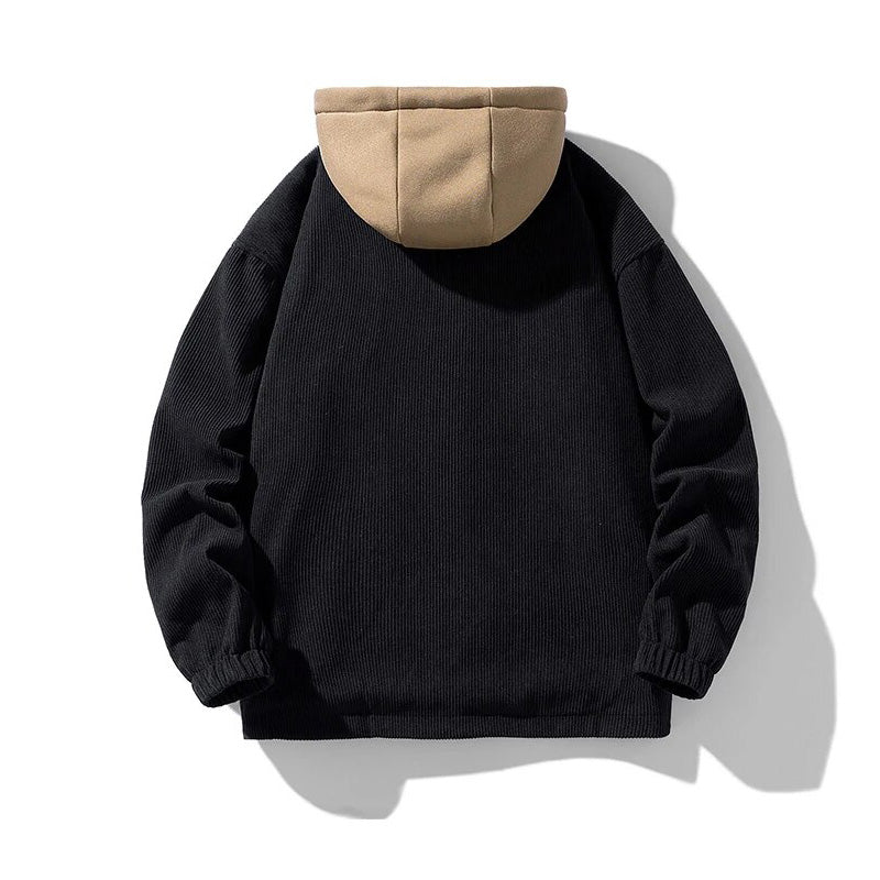 Chaqueta de pana con capucha para hombre - Forrada