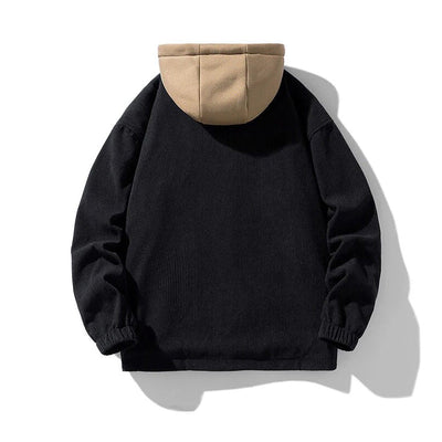Chaqueta de pana con capucha para hombre - Forrada