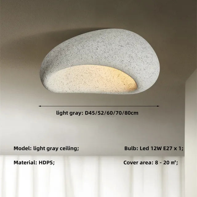 Plafonnier moderne gris clair en HDPS, LED 12W E27, éclairage intérieur élégant pour salon, chambre, surface de couverture 8-20 m².