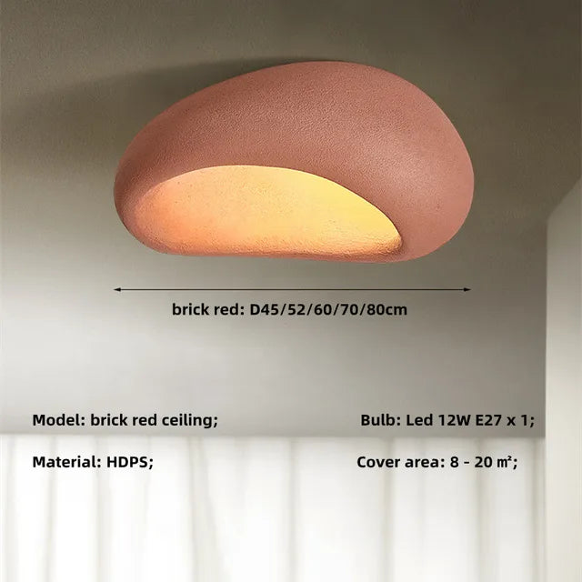 Plafonnier moderne rouge brique, LED 12W E27, design HDPS, éclairage intérieur, dimensions variées, surface couverte 8-20 m².