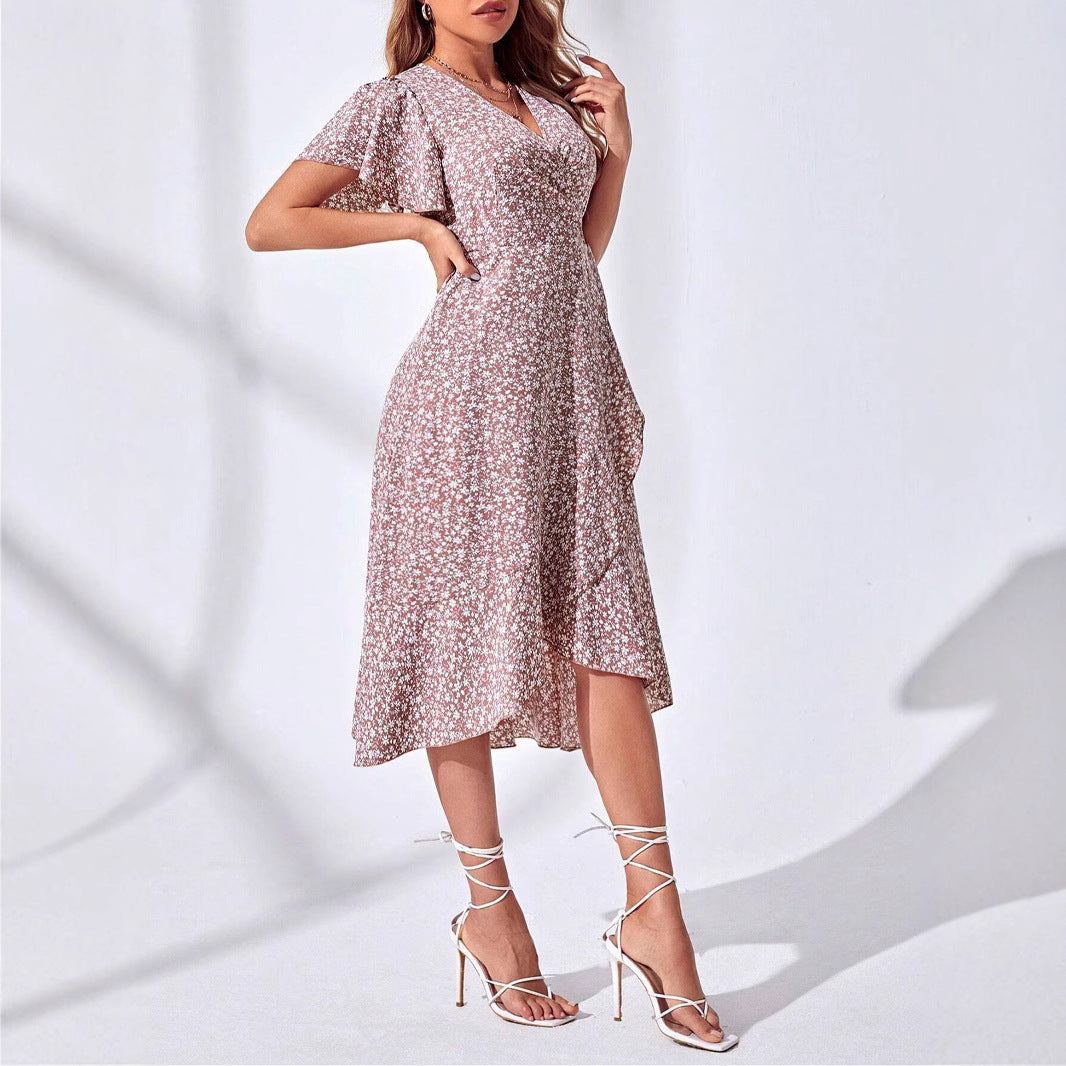 Vestido cruzado floral con escote en V para mujer: un atuendo de verano ligero y elegante 