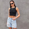 Shorts vaqueros para mujer - Corte holgado - Desgastado - Largo bermuda - Cinco bolsillos - Estilo casual