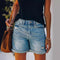 Shorts vaqueros para mujer - Corte recto relajado - Dobladillo enrollado - Mezcla transpirable