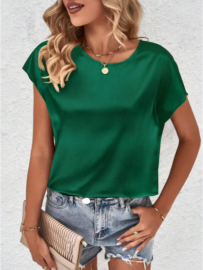 Blusa de satén con mangas murciélago para mujer: elegante y cómoda