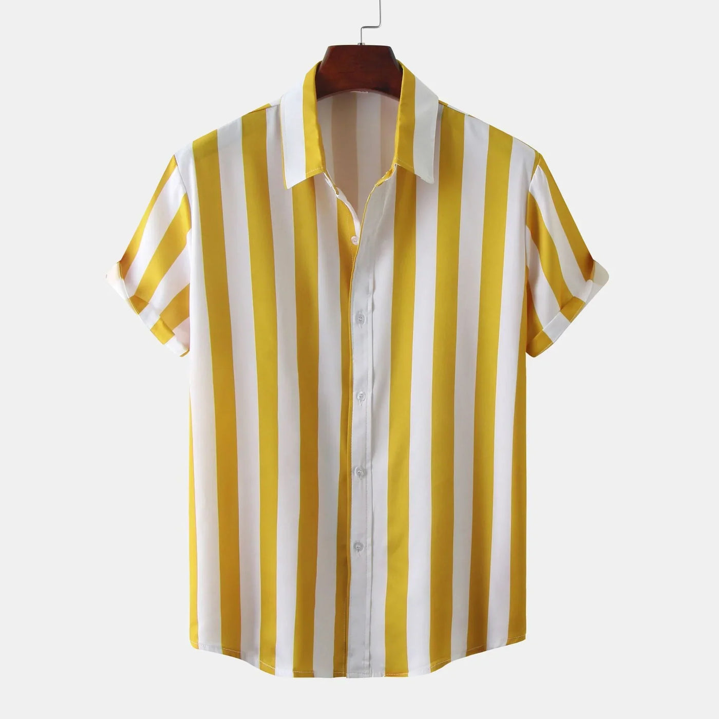 Camisa de manga corta con botones para hombre | Rayas verticales