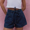 Shorts vaqueros para mujer - Cintura alta - Corte holgado - Cordón ajustable - Cinco bolsillos
